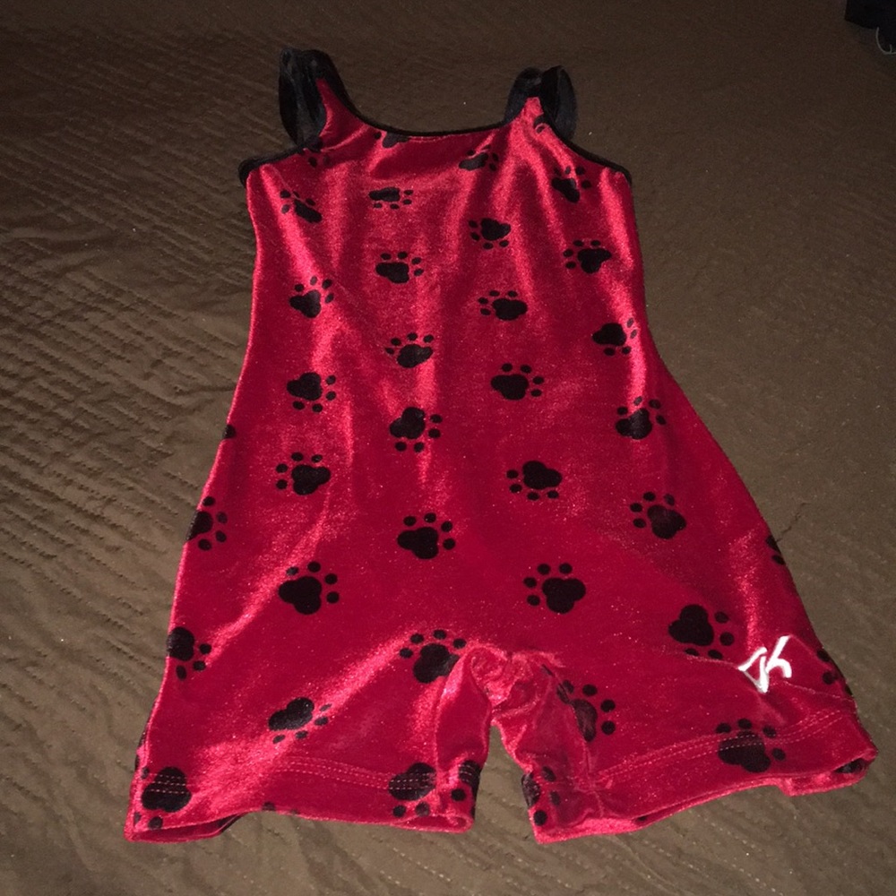 Childs Medium Red Velvet Dog paw 🐾 GK unitard
